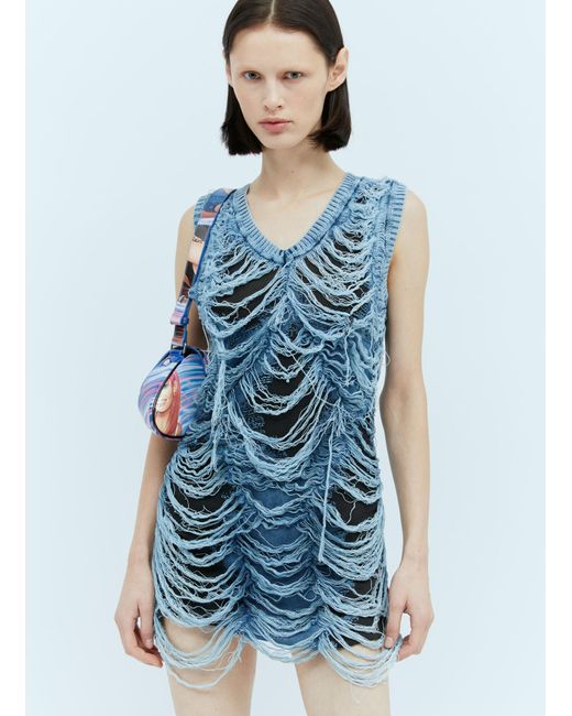 DIESEL Blue M-bianca Laddered Knit Dress