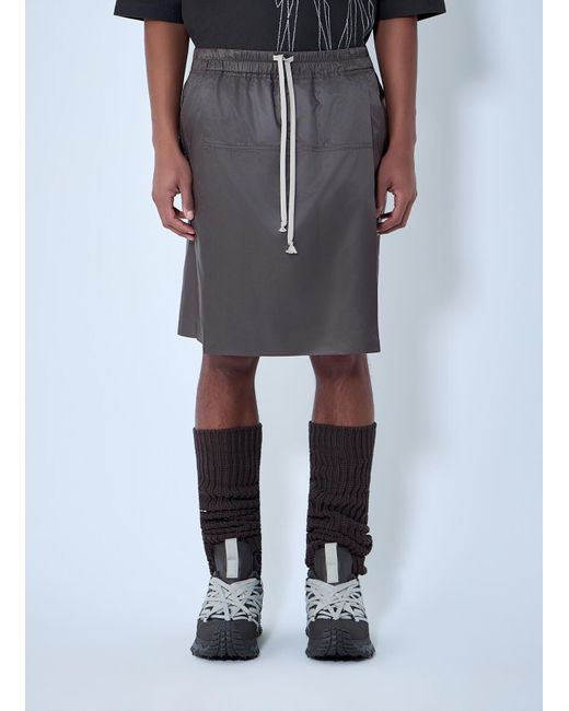 Moncler Gray Rick Owens Drawstring Midi Kilt Shorts