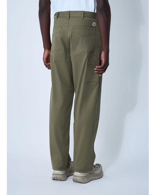 Moncler Green Logo Patch Pants for men