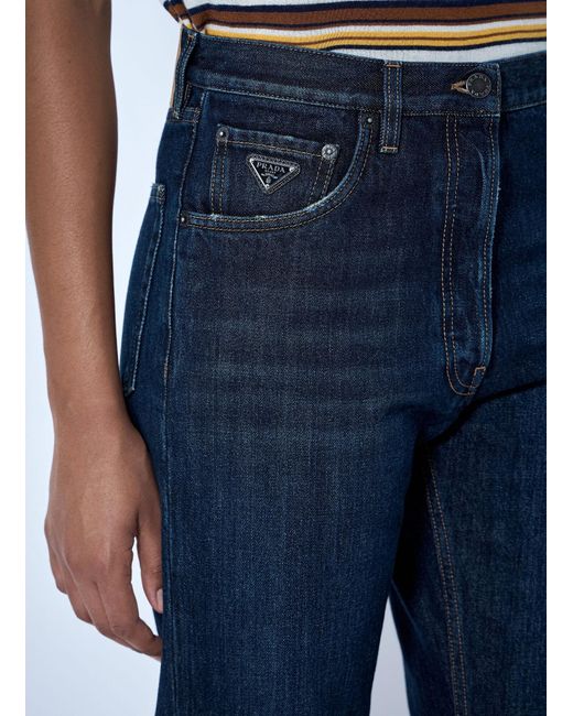Prada Blue Straight-Leg Washed Denim Jeans