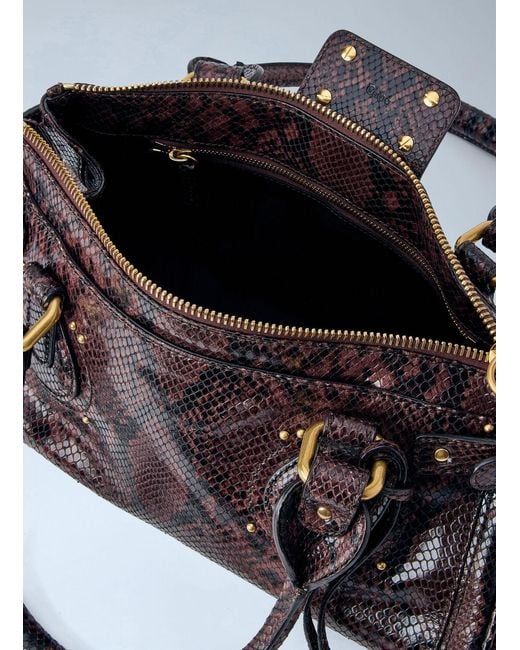 Chloé Red Paddington Embossed Python Effect Shoulder Bag
