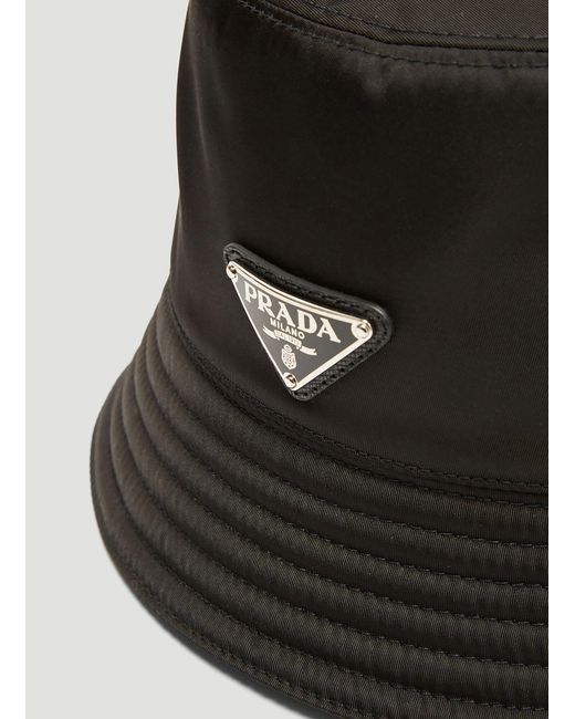 Prada Black Nylon Logo Bucket Hat for men