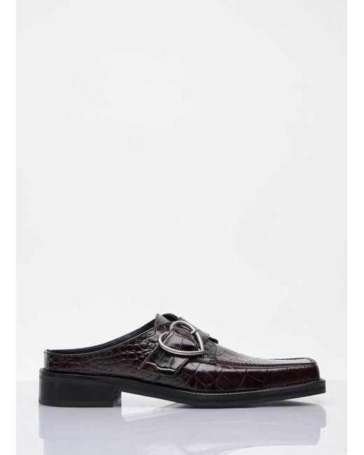 Martine Rose White Square Toe Buckle Mules for men