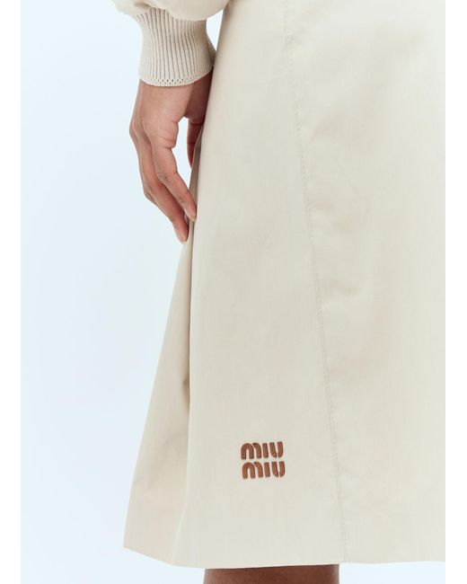 Miu Miu Natural Pleated Midi Skirt