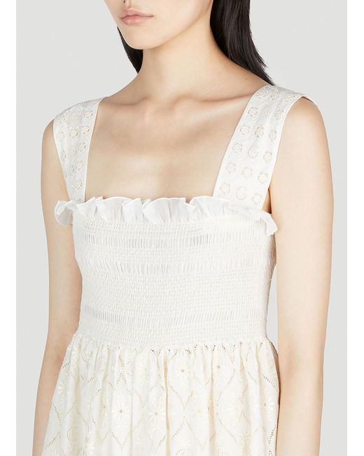Gucci White Double G Flower Broderie Anglaise Dress