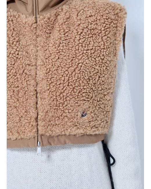 Moncler White Sherpa Hooded Overlay