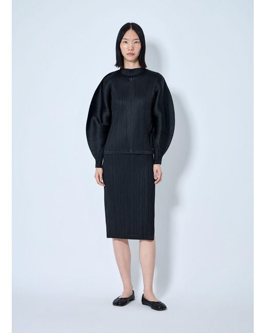 Pleats Please Issey Miyake Blue Pleated Zip-Up Top