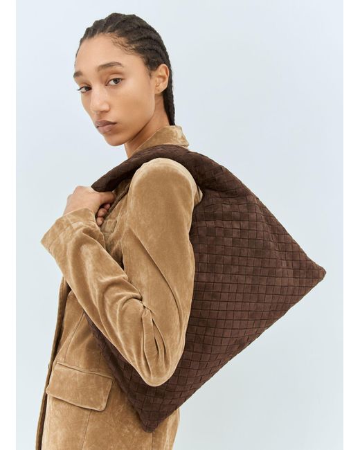 Bottega Veneta Brown Large Hop Suede Shoulder Bag