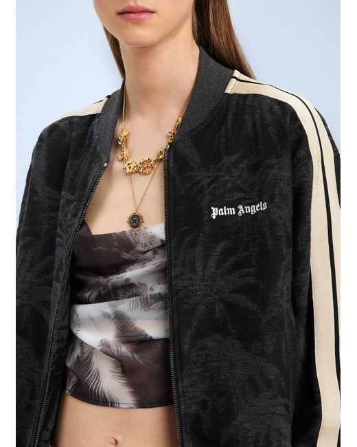 Palm Angels Black Palm Jacquard Track Jacket