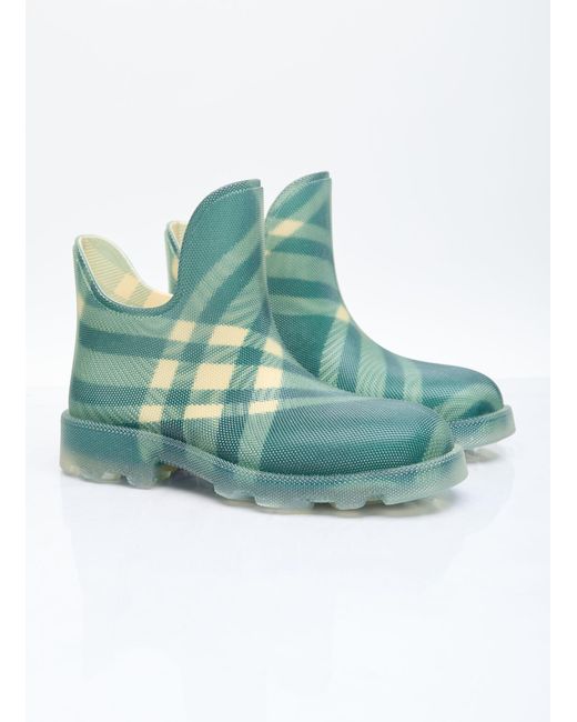 Burberry Green Check Rubber Mash Low Boots for men