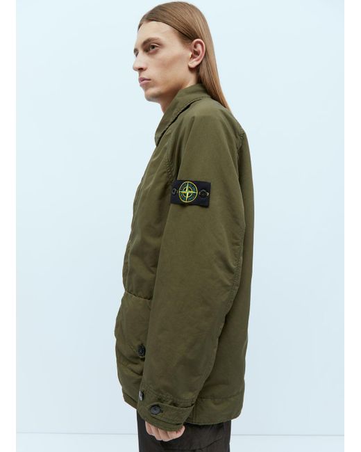 Stone Island Green Logo Patch Double Jacket for men