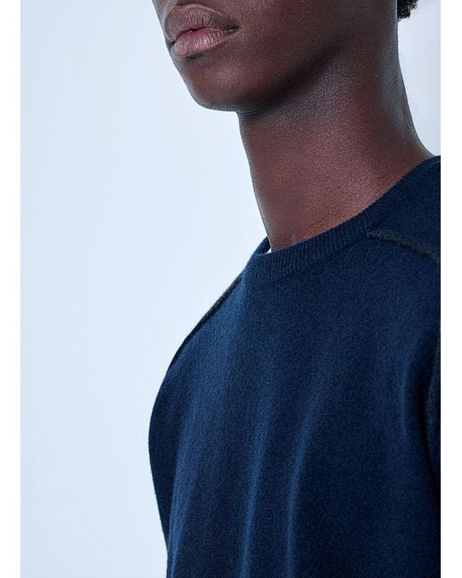 Maison Margiela Blue Wool Crewneck Sweater for men