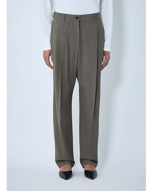 The Row Gray Gianni Wool Straight Pants