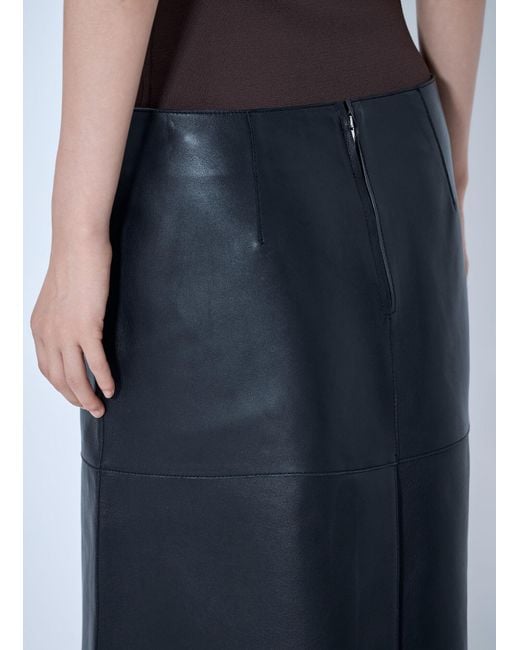 Totême Blue Paneled Leather Skirt