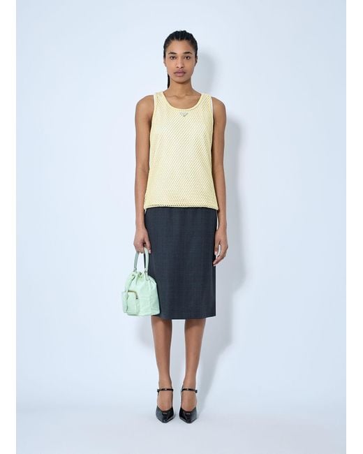 Prada Multicolor Logo Plaque Open- Knit Tank Top