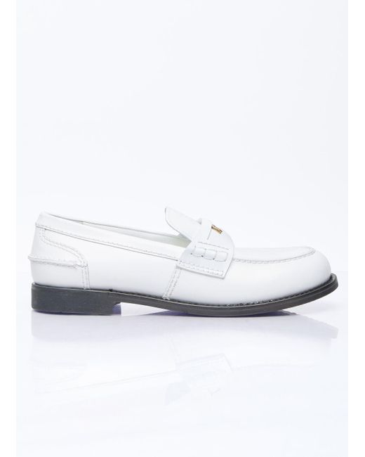 Miu Miu White Leather Penny Loafers