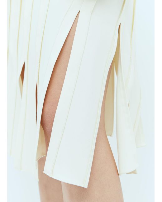 Bottega Veneta White Fringe Hem Panel Skirt