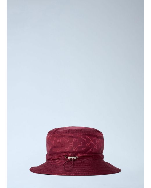 Gucci Red Logo Motif Bucket Hat