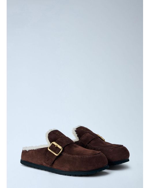 Prada White Suede Mules