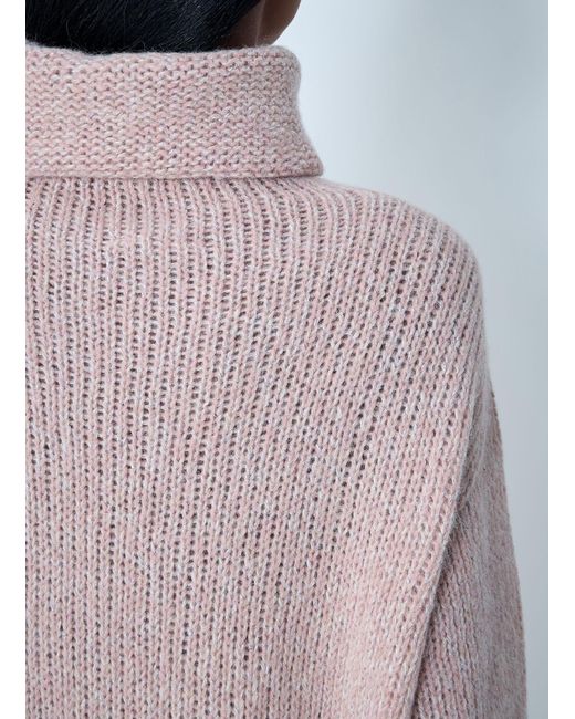 Moncler Pink Wool-Blend Cable Knit Sweater