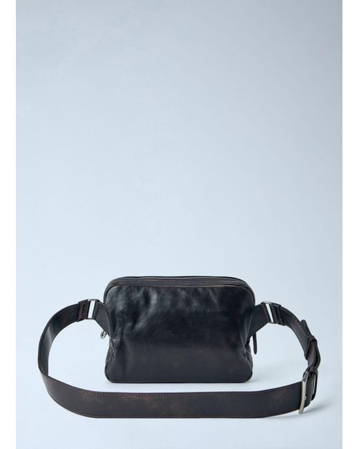 Prada Blue Distressed Nappa Leather Shoulder Bag for men