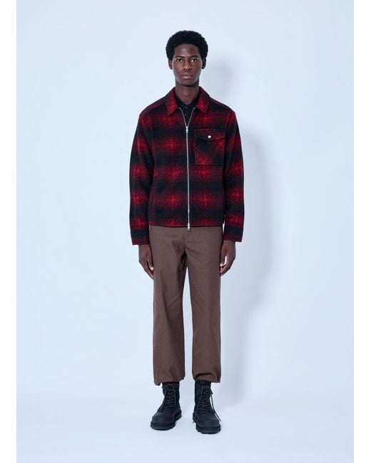 Moncler Red Checked Zip-Front Jacket for men