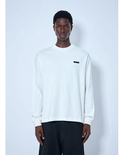 Prada White Long Sleeve Logo Sweatshirt for men