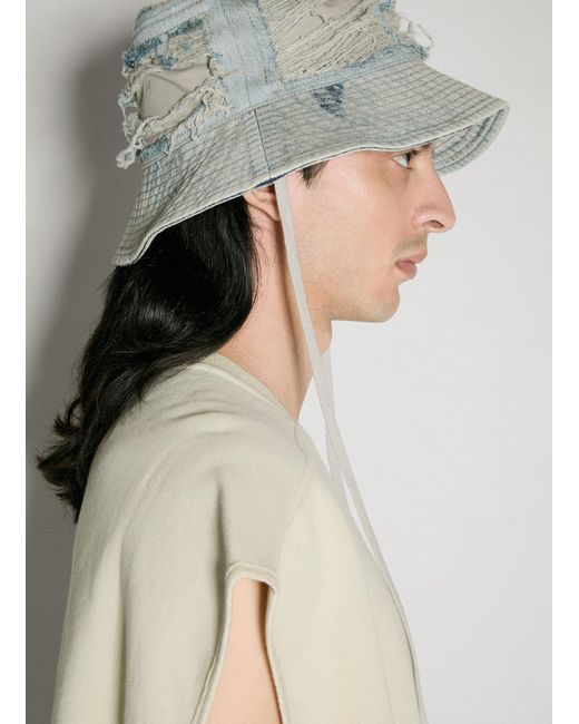 Rick Owens Gray Gilligan Distressed Bucket Hat for men