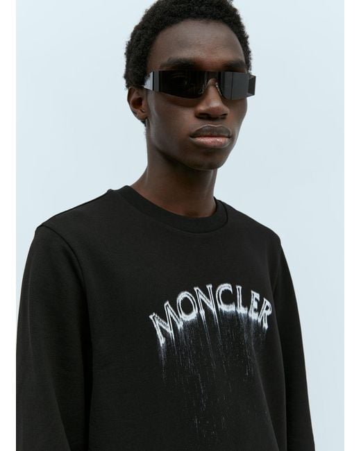 Moncler Black Logo Print Sweatshirt for men
