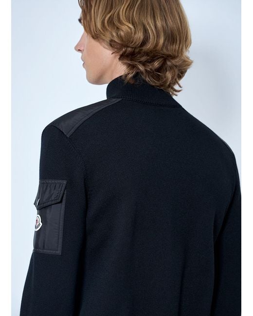 Moncler Blue Zip-Up High-Neck Sweater for men