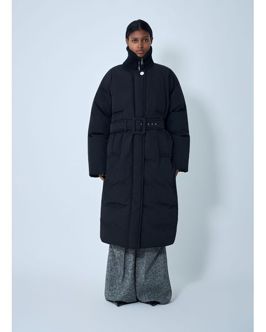 Sportmax Blue Belted Quilted Coat