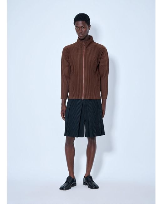 Homme Plissé Issey Miyake Red Pleated Zip-Up Jacket for men