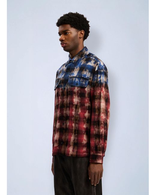 Palm Angels Red Curved Logo Check Shirt for men