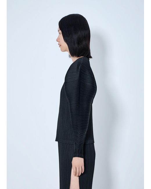 Pleats Please Issey Miyake Blue Pleated Zip-Up Top