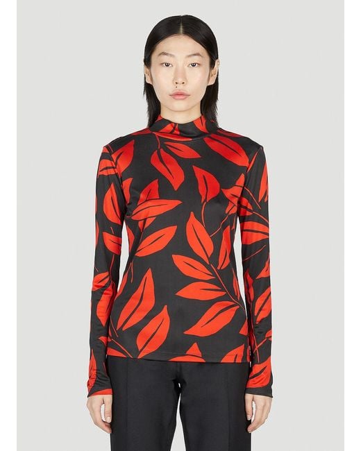 MERYLL ROGGE Red Leaf Print Top