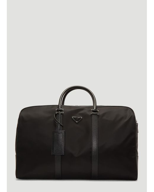 Prada Nylon And Saffiano Leather Duffle Bag In Black for Men | Lyst UK