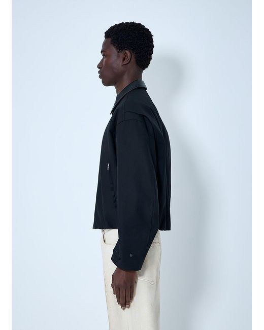 Acne Blue Leather-Trimmed Button Jacket for men