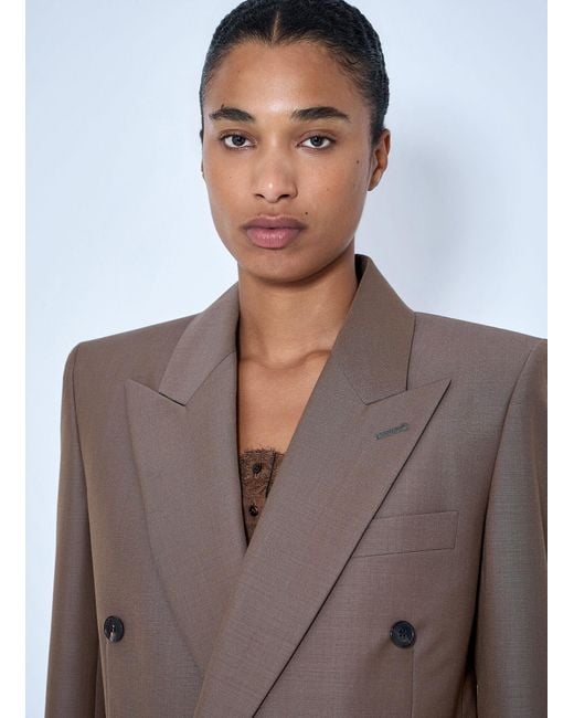 Saint Laurent Brown Double-Breasted Wool Blazer