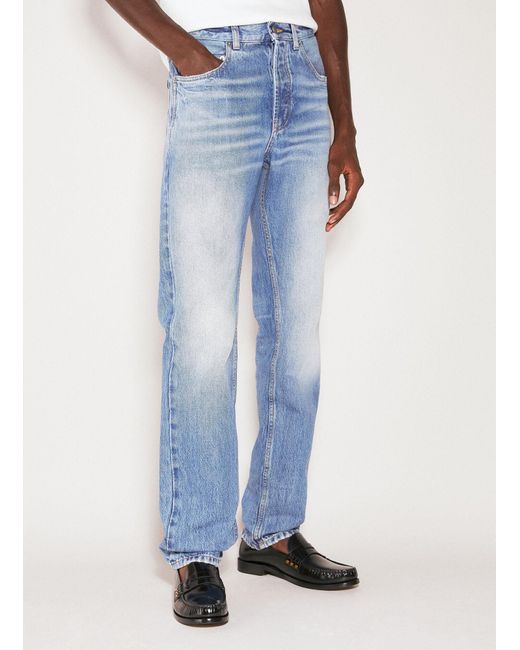 Saint Laurent Blue Baggy Denim Jeans for men