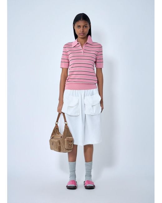 Miu Miu Red Striped Polo Shirt