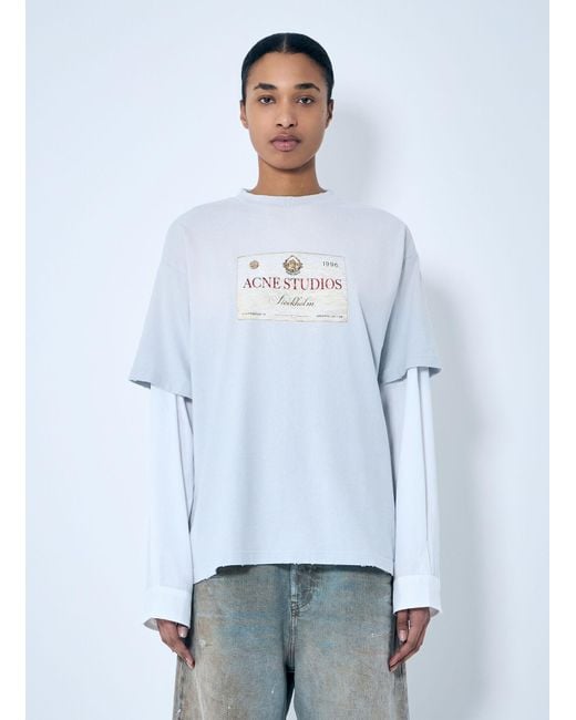 Acne Studios ロゴ Layered print 長袖 Tシャツ Acne Studios Layered Print T-Shirt in White | Lyst Canada