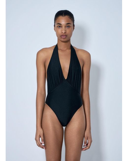 Saint Laurent Blue Halterneck Swimsuit
