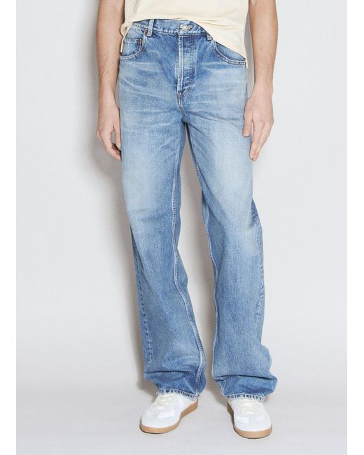 Saint Laurent Blue Long Baggy Jeans for men