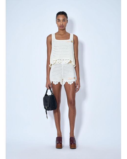 Chloé White Sleeveless Cropped Top