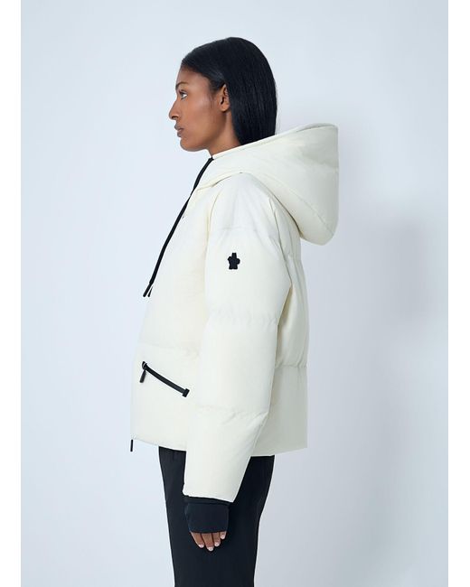 Moncler White Allesaz Hooded Short Down Jacket