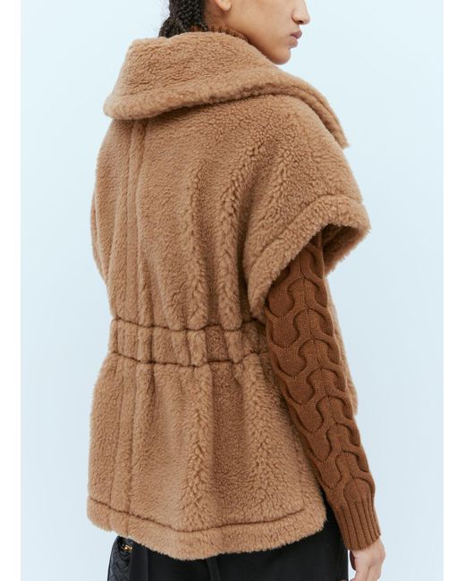 ベスト・ジレ Max Mara LANOSO4 - Teddy fabric vest cape Max Mara Lanoso4 Teddy Fabric Vest Cape | Balardi