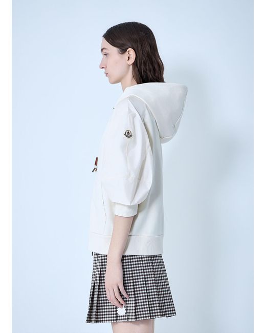 Moncler White Hooded Zip-Up Sweatshirt