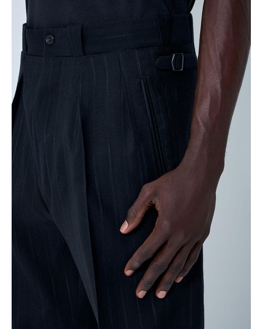 Prada Blue Wool-Blend Pinstripe Pants for men