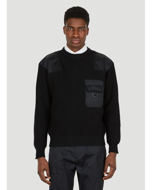 Prada Military Sweater in Black for Men | Lyst Canada