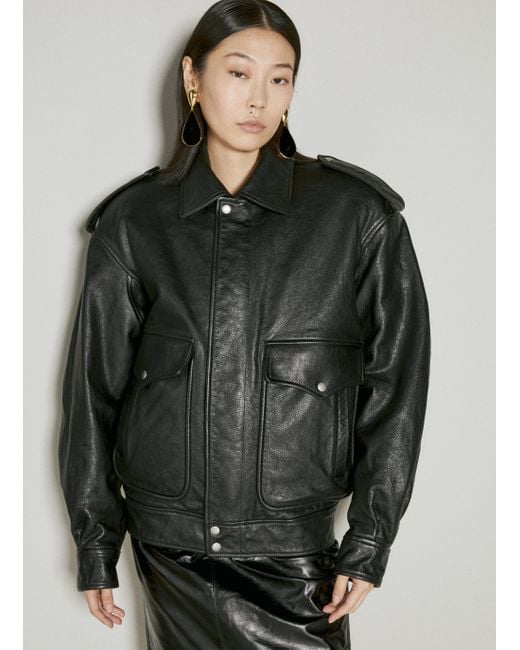 Saint Laurent Black Oversized Leather Jacket